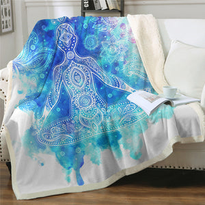 Blue Chakra Sherpa Fleece Blanket