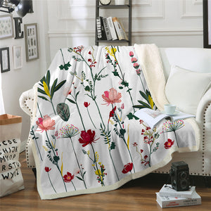 Floral Pattern Sherpa Fleece Blanket - Beddingify