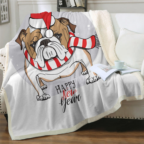 Image of Cool Bulldog Themed Sherpa Fleece Blanket