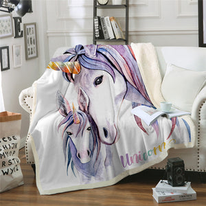 Purple Unicorn Sherpa Fleece Blanket - Beddingify