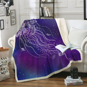 Purple Jellyfish Sherpa Fleece Blanket - Beddingify