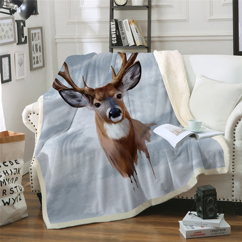 Image of Antler Sherpa Fleece Blanket - Beddingify