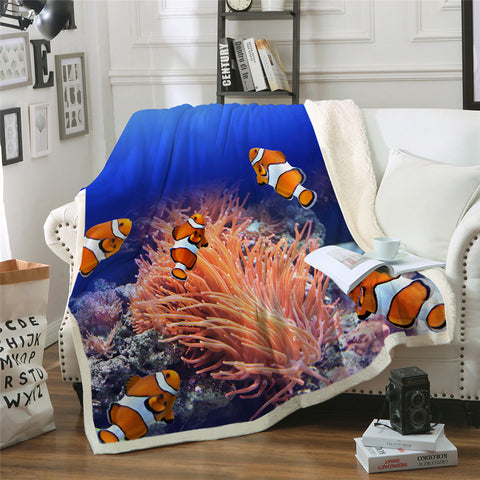 Image of Clownfish Sherpa Fleece Blanket - Beddingify