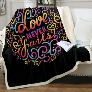 Love Never Fails Sherpa Fleece Blanket