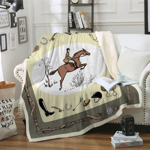 Horse Riding Sherpa Fleece Blanket - Beddingify