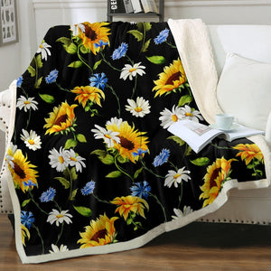 Chamomile Flowers Pattern SWMT3467 Soft Sherpa Blanket