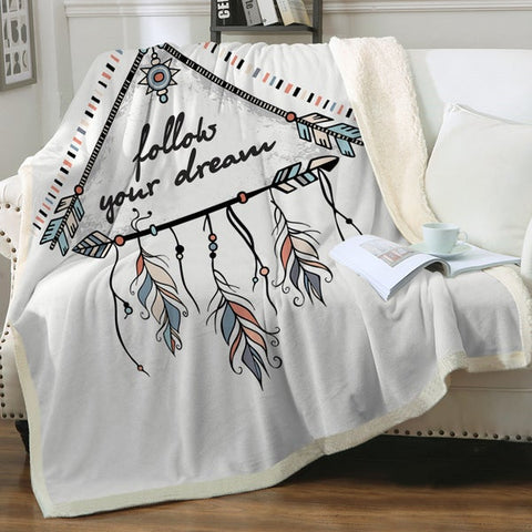 Image of Wooden Arrow Feather Dreamcatcher SWMT3462 Soft Sherpa Blanket