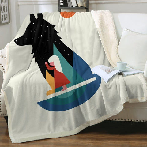 Image of Abstract Girl Inside Wolf SWMT3482 Soft Sherpa Blanket