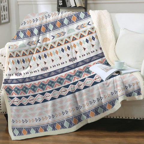 Image of Geometric Diamond Pattern SWMT3309 Soft Sherpa Blanket