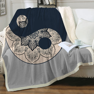 Floral Tai Chi Symbol SWMT3390 Soft Sherpa Blanket