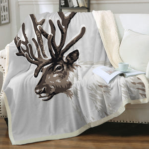 Brown And White Deer SWMT3298 Soft Sherpa Blanket