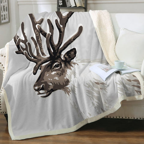 Image of Brown And White Deer SWMT3298 Soft Sherpa Blanket