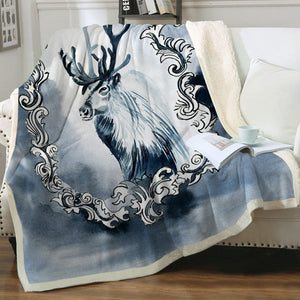 Elk Floral Frame SWMT3366 Soft Sherpa Blanket