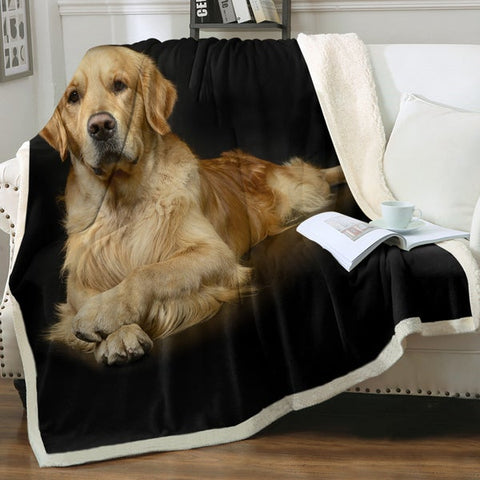 Image of 3D Print Golden Dog SWMT3301 Soft Sherpa Blanket