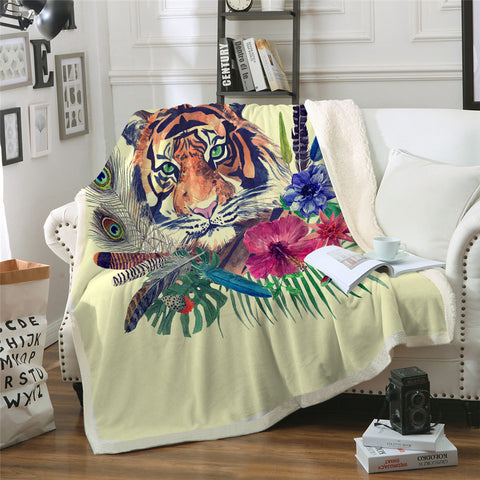 Image of Tiger Themed Sherpa Fleece Blanket - Beddingify