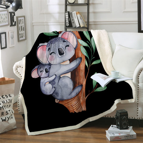 Image of Koala Themed Sherpa Fleece Blanket - Beddingify