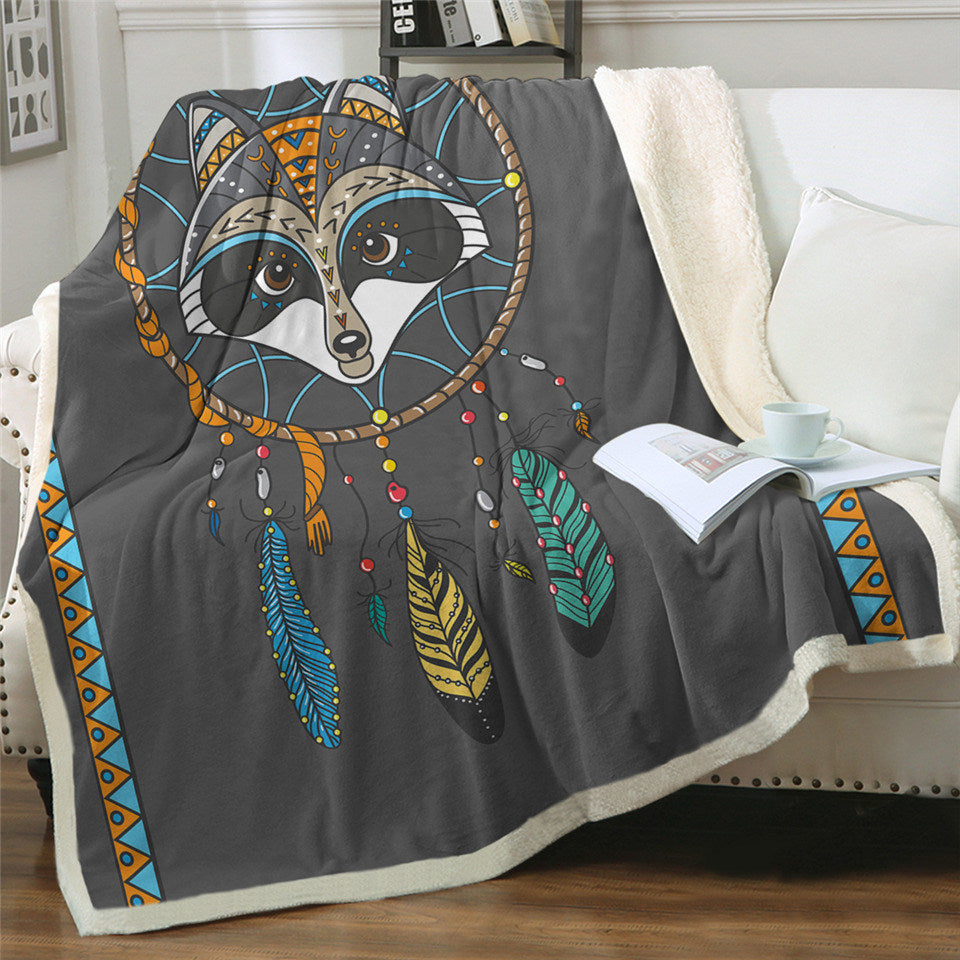 Fox Dream Catcher Sherpa Fleece Blanket