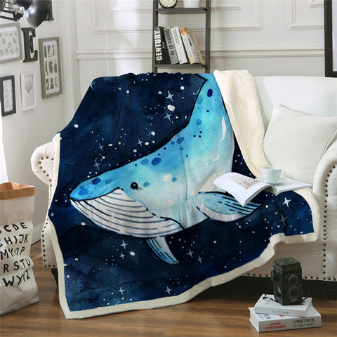 Image of Galaxy Whale Sherpa Fleece Blanket - Beddingify
