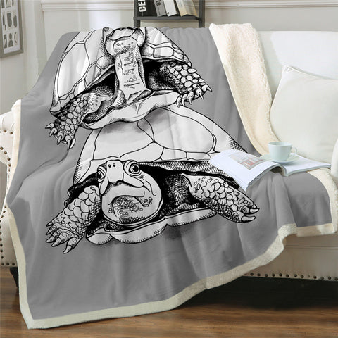 Image of Grey Turtle Sherpa Fleece Blanket