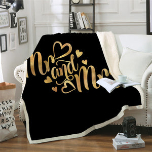 Mr And Mrs Sherpa Fleece Blanket - Beddingify