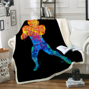 American Football Player Sherpa Fleece Blanket - Beddingify