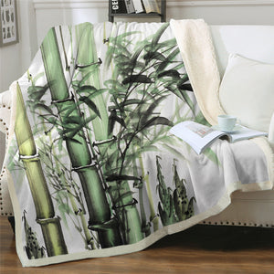 Bamboo Themed  Sherpa Fleece Blanket