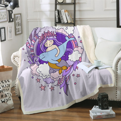 Image of Mermaid Princess Sherpa Fleece Blanket - Beddingify