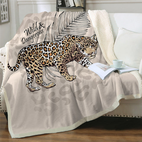 Image of Wild Leopard Themed Sherpa Fleece Blanket