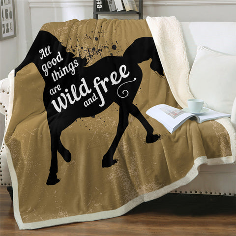 Image of Wild Free Horse Sherpa Fleece Blanket