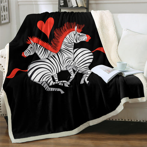 Image of Love Zebras Sherpa Fleece Blanket