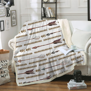 Ethnic Arrow Themed Sherpa Fleece Blanket - Beddingify