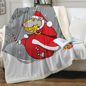 Christmas Mouse Themed Sherpa Fleece Blanket