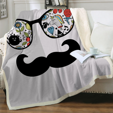 Image of Disguise Glasses & Moustaches Sherpa Fleece Blanket