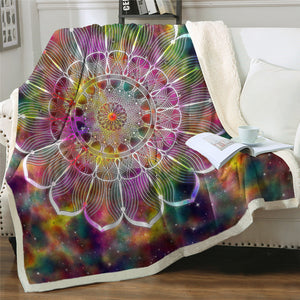 Galaxy Mandala Themed Sherpa Fleece Blanket