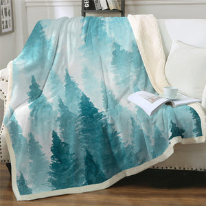 Dew Forest Themed Sherpa Fleece Blanket