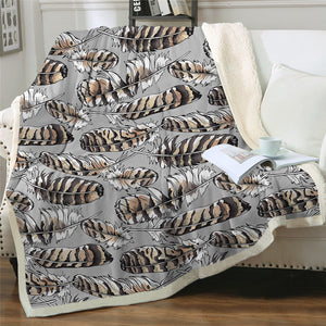 Feather Themed Sherpa Fleece Blanket