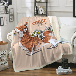 Corgi Pattern Sherpa Fleece Blanket - Beddingify