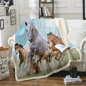 Horses Themed Sherpa Fleece Blanket - Beddingify