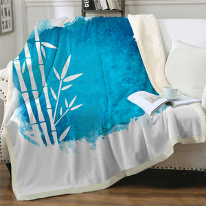 Blue Bamboo Sherpa Fleece Blanket