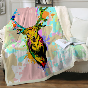 Pastel Elk Sherpa Fleece Blanket