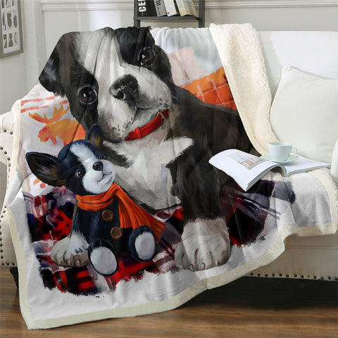 Image of Baby Dog Themed Sherpa Fleece Blanket
