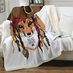 Pirate Fox Sherpa Fleece Blanket