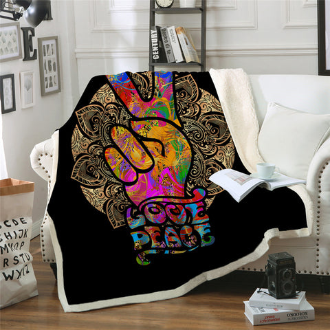 Image of Hippie Hand Fleece Blanket - Beddingify