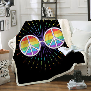 Love Peace Signs Sherpa Fleece Blanket