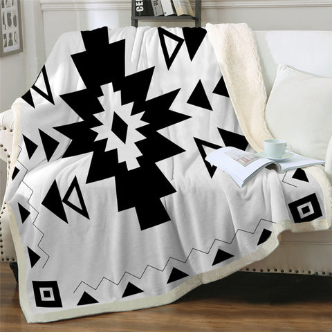 Image of Simple Aztec Designs Sherpa Fleece Blanket