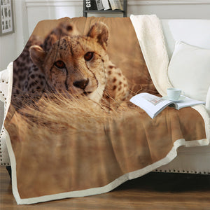 Wild Leopard Themed Sherpa Fleece Blanket