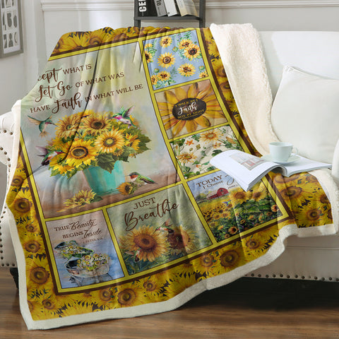 Image of True Beauty Begins Inside - Sunflowers Theme SWMT9809 Fleece Blanket