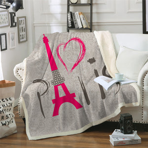 Love Paris Sherpa Fleece Blanket - Beddingify