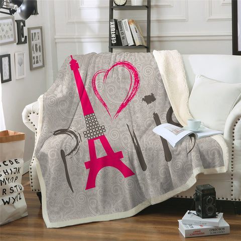 Image of Love Paris Sherpa Fleece Blanket - Beddingify