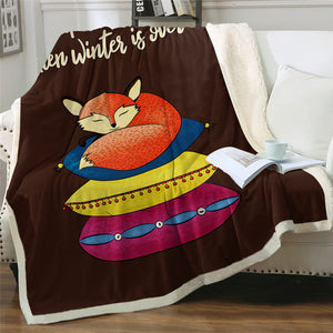 Sleeping Fox Sherpa Fleece Blanket